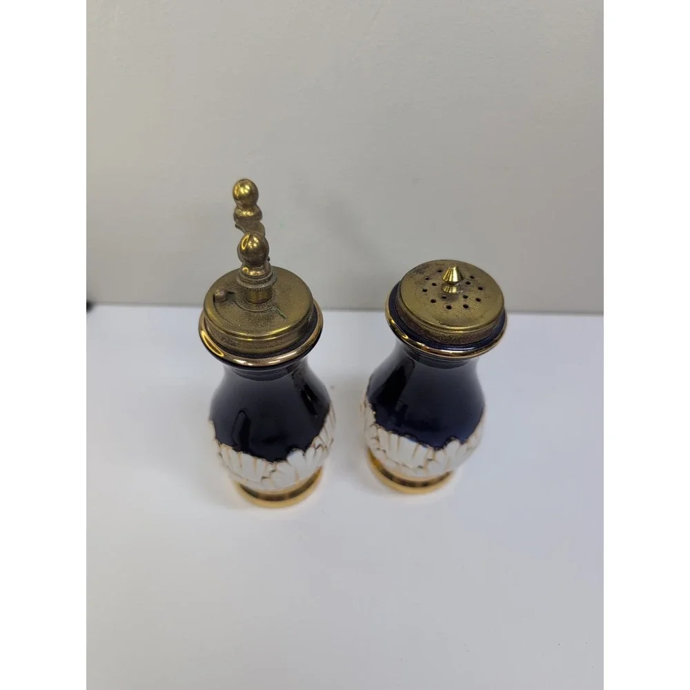 Macina‎ Temperata Cobalt Blue Porcelain Pepper Mill Salt Shaker Italy Baroque